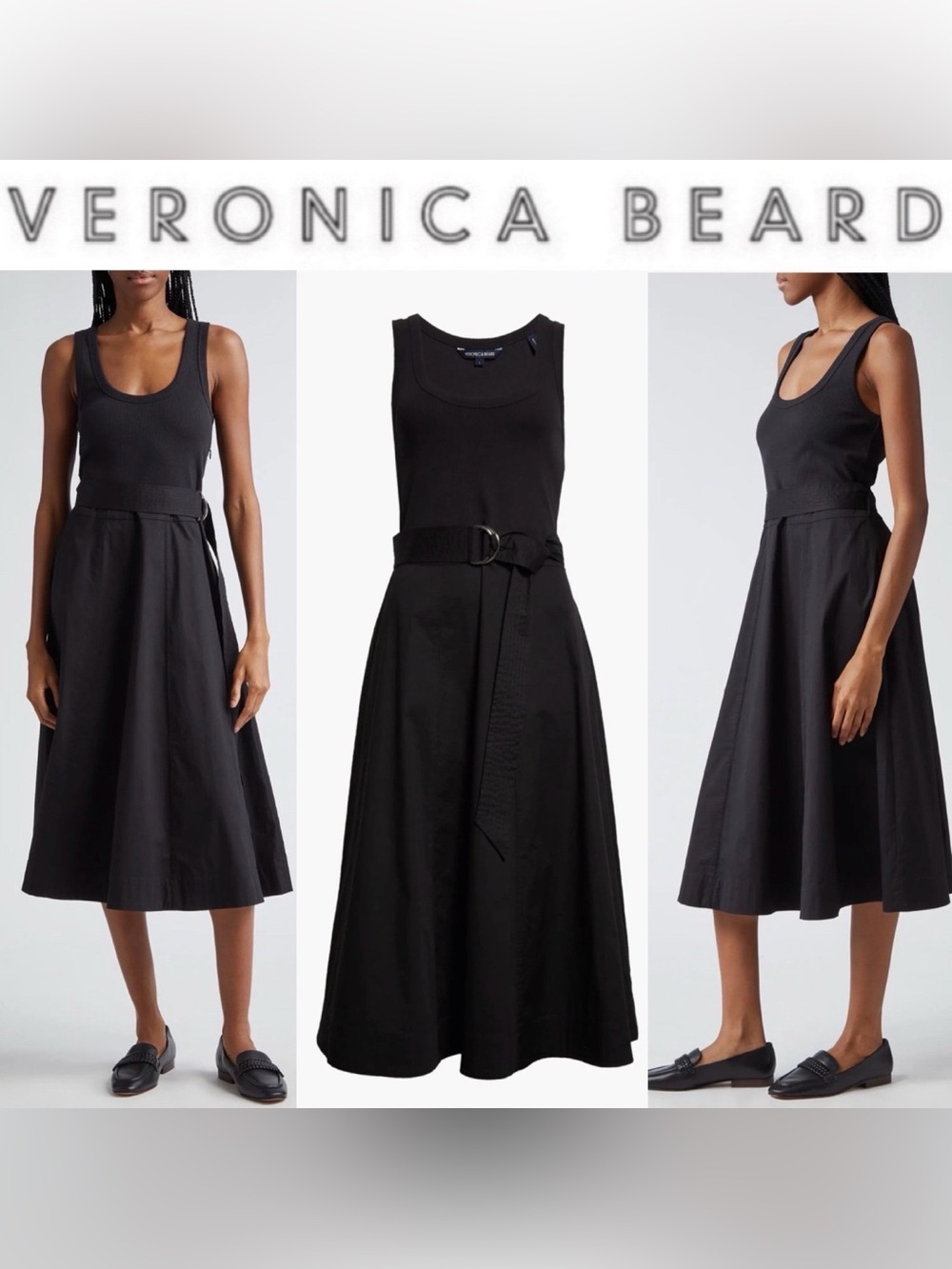 Veronica Beard Ennis mixed media stretch cotton midi dress